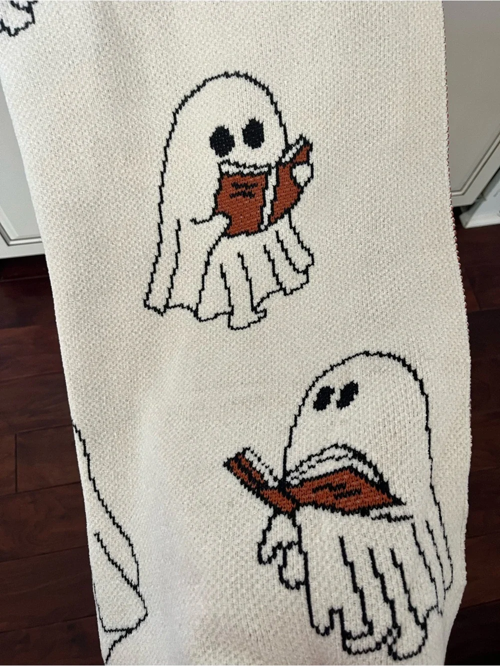 Goblin & Ghoul Ghost Reading Book Halloween Decorative Throw Blanket